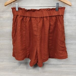 Abercrombie & Fitch Linen Blend High Rise Pull-On Shorts Rust Orange Women’s M